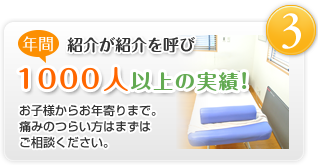 年間紹介が紹介を呼び1000人以上の実績!